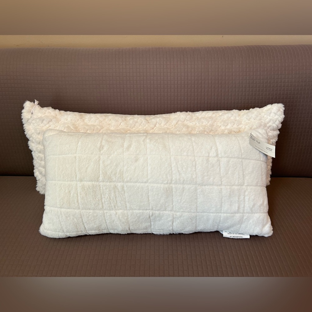 New - Set of 2 White Reversible Lumbar Pillows by Truly Soft from Macy’s